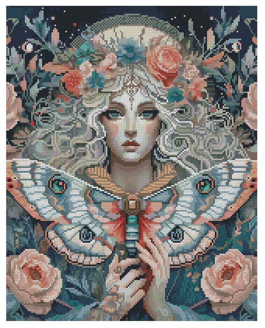 Moonlight Moth Goddess – Diamond Painting (40×50 cm)