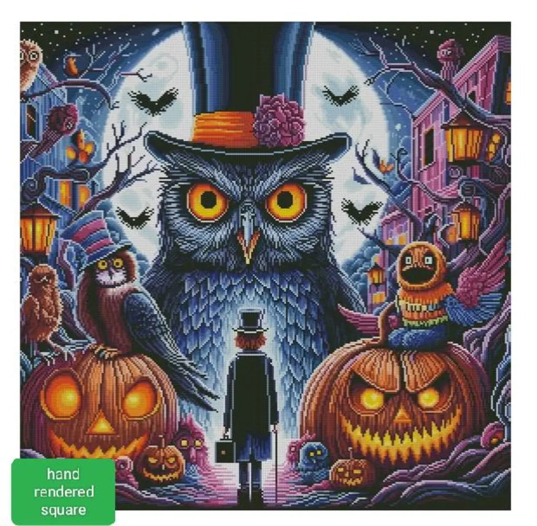 Manoir du Hibou de Minuit – Peinture Diamant (70×70 cm)